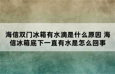 海信双门冰箱有水滴是什么原因 海信冰箱底下一直有水是怎么回事